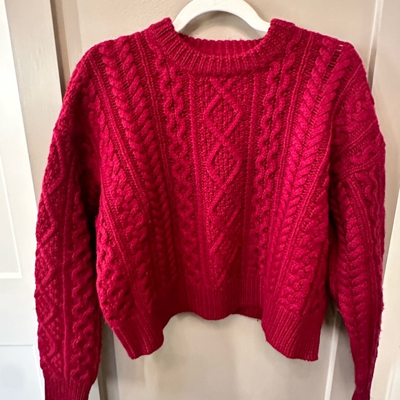 Isabel Marant Sweaters - Isabel Marant Red Cable Knit Crewneck Sweater